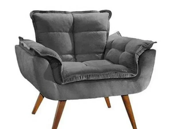 Poltrona Decorativa Opala Sala De Estar Recepção Suede